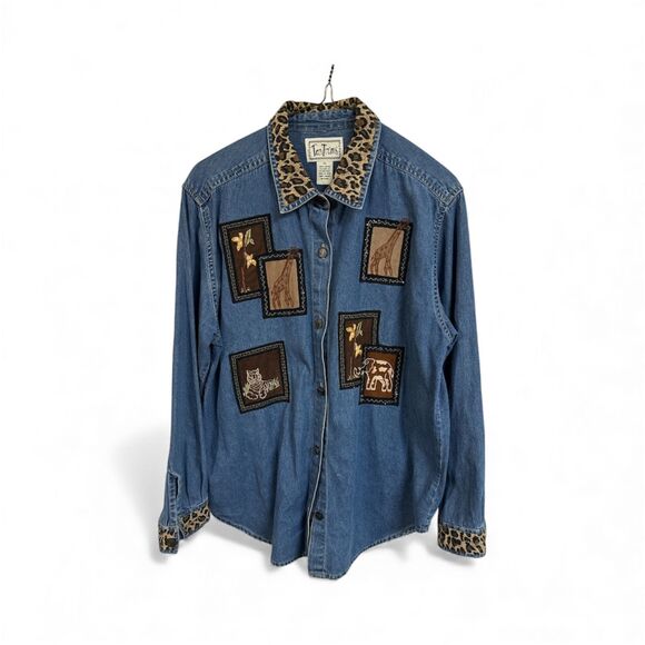 Vintage Tantrums Woman's Long Sleeve Denim Shirt Size PL - Picture 2 of 4